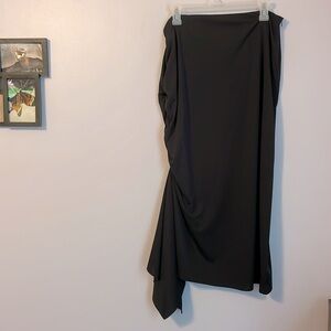 Jessica Howard Evenings Black Ruched Draped Maxi Skirt size 14